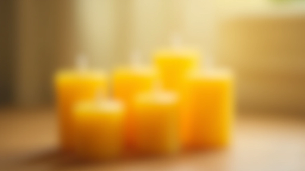 Close-up of hand-poured beeswax pillar candles showing texture and natural color variations, arranged in a minimalist display